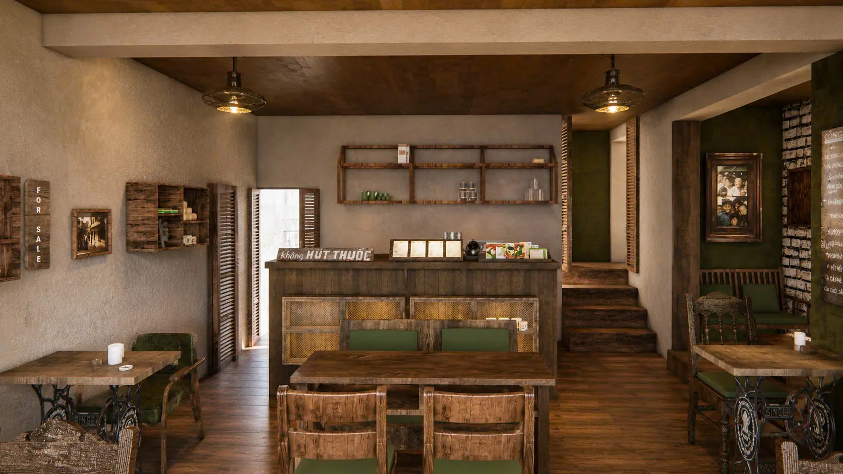 Quầy bar và không gian tiếp khách