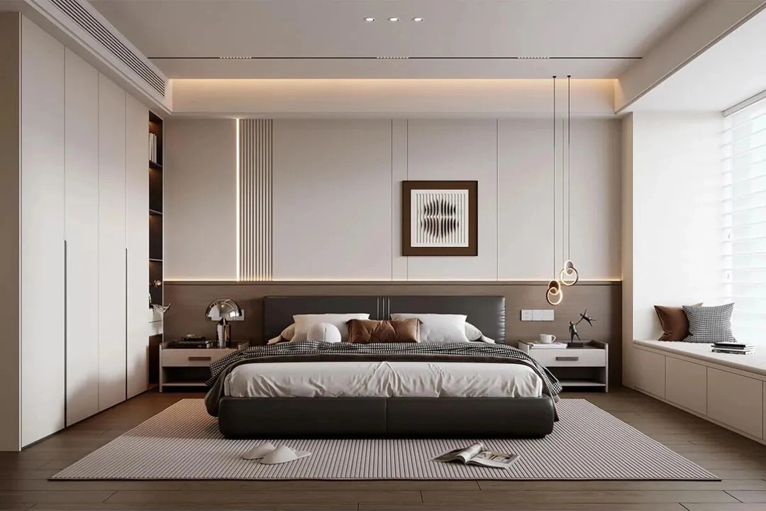 Phòng khách với kệ tủ trang trí
