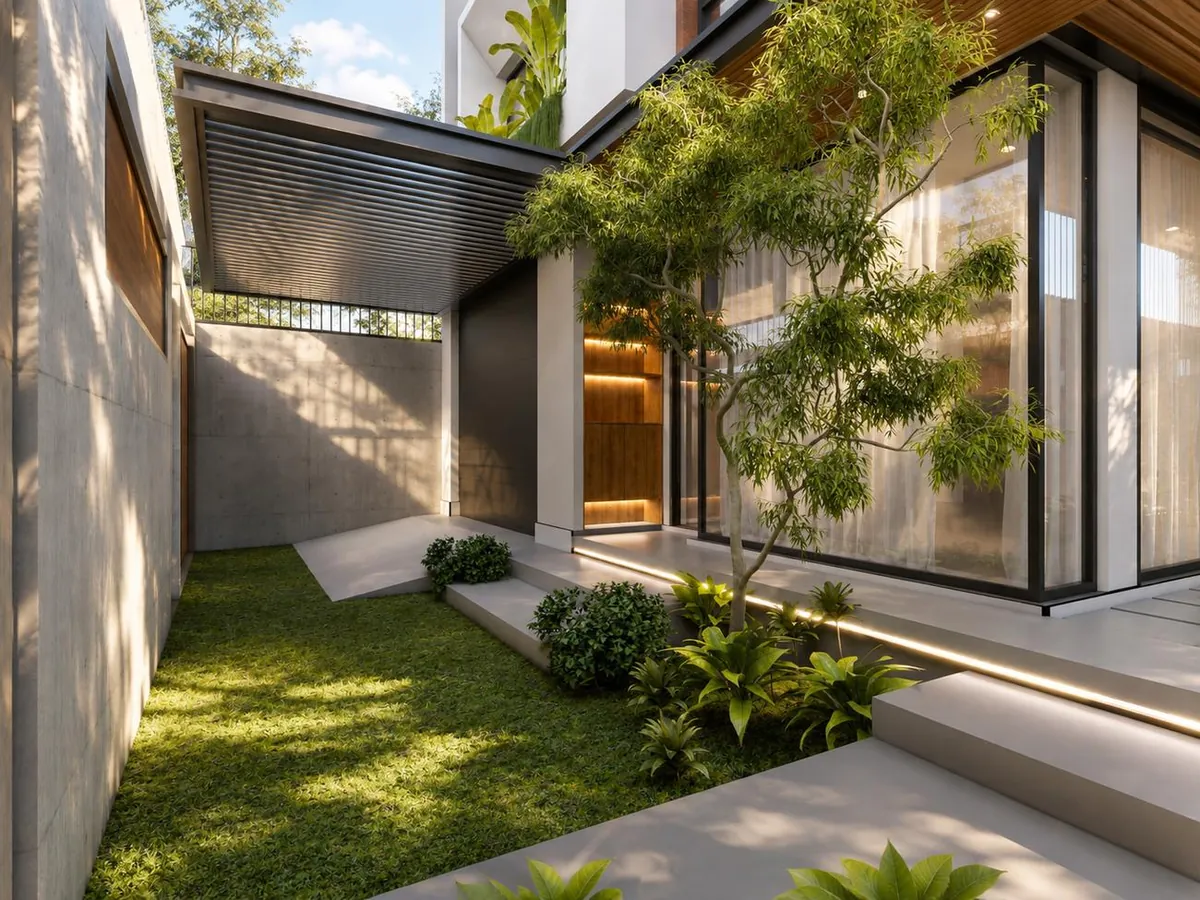 Phối cảnh sân trong lối vào